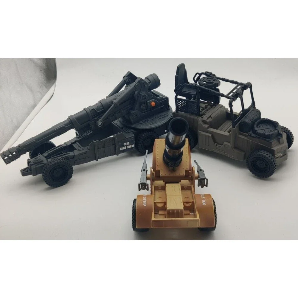Military Toy Vehicle Lot Of 3 Jeep Cannon Tank Army Vehicles